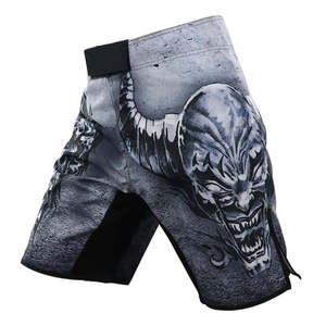 Pantalones Cortos de MMA para Hombre, Color Gris, Estampado de Calavera, Sublimados, para Entrenamiento y Combate, Ropa Deportiva - Product Image 3