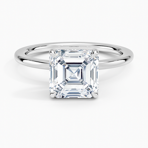 Anillo BOJ 019 con Corte Asscher, Plata 925, Anillo Audrey con Halo Oculto de Ajuste Perfecto, Moissanita de 2ct, Color D, VVS1, Certificado GRA, Precio Bajo - Product Image 1