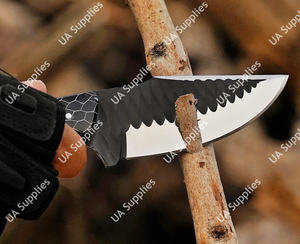 Cuchillo de Supervivencia para Caza y Camping, Forjado a Mano en Acero Inoxidable 12C27, Hoja Fija con Orificio para el Dedo, Diseño Honeycomb - Product Image 3