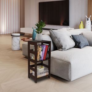 Libreria a 3 livelli in legno marrone, scaffale portaoggetti - Product Image 3