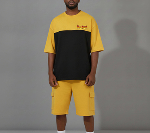 Conjunto de Camisa y Pantalones Cortos Casuales de Verano para Hombre, Tallas Grandes, Hechos a Medida, 100% Algodón Transpirable con Estampado de Letras - Product Image 5
