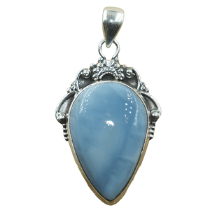 Blue <b>Opal</b> Teardrop Gemstone Pendant 925 Sterling Silver Handmade Vintage Style Jewelry Boho Statement <b>Necklace</b> Gift For Women - Product Image 1