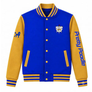 Veste universitaire Sigma Gamma Rho Sorority bleue avec broderie dorée de lettres grecques, style universitaire, veste de baseball élégante pour femmes - Product Image 1