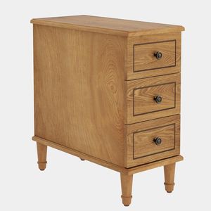Fully Assembled 3-<b>Drawer</b> Narrow <b>Side</b> <b>Table</b> Wood Nightstand with Premium <b>Drawers</b> - Product Image 5