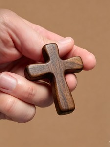 Cruz de Madera Tallada a Mano, Cruz Cristiana Rústica de Madera para Llevar en el Bolsillo, Artículo Devocional - Product Image 3