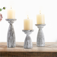 Lot de 3 bougeoirs pilier en bois de manguier fabriqués par un fabricant personnalisé direct Offre Spéciale pour une décoration intérieure sophistiquée et tendance