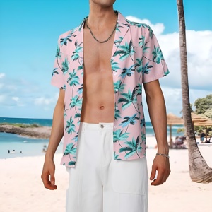 Chemise pour homme à logo personnalisé, motif floral hawaïen, sublimée, légère, 100% polyester, respirante, douce, anti-boulochage, séchage rapide, écologique - Product Image 4