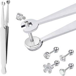 Pinzas Profesionales de Acero Inoxidable de Alta Calidad para la Instalación y Extracción de Barras de Piercing Corporal - Product Image 1