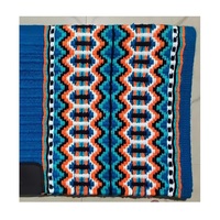 Tapis de selle pour cheval en laine mélangée tissé à la main, motif géométrique bleu turquoise et orange, style occidental, motif aztèque, couleur personnalisable