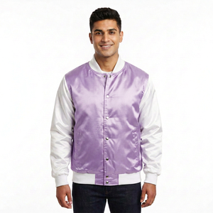 Blouson universitaire matelassé personnalisé en satin 250 GSM pour marques de vêtements – Vente en gros - Product Image 1