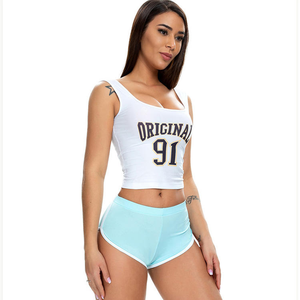 Shorts Deportivos de Cintura Alta para Mujer, Negros con Ribete Blanco, Tejido Deportivo, Spandex, Poliéster, Cintura Elástica, Transpirables - Product Image 4
