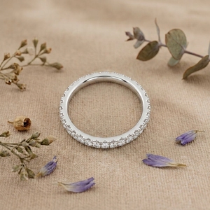 Anillo de Eternidad con Diamantes Cultivados en Laboratorio, Corte Redondo, Anillo de Boda, Oro Blanco, Engaste de Garras, Anillo de Aniversario, Joyería para Mujer - Product Image 1