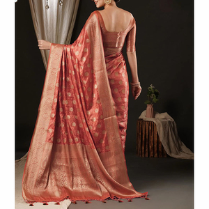 Sari Tradicional de Poliéster para Mujer, Blusa Personalizada, Reversible, Antiarrugas, para Fiestas, Eventos Formales, Festivales, Regalos - Product Image 2