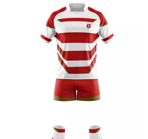 Ensemble de maillot et short de rugby pour homme, design rayé, respirant, en maille, pour l'entraînement - Product Image 5