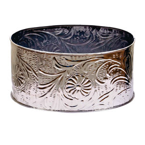 Maceta de metal vintage corrugada de hierro galvanizado al por mayor, pequeña maceta de jardín de hojalata acanalada con borde oxidado - Product Image 5
