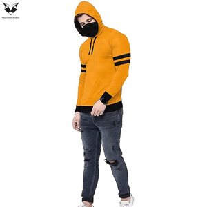Sudadera con capucha de hombre, estilo moderno, hecha a mano, con tela suave de la mejor calidad, cómoda, en contraste de color negro y amarillo. - Product Image 5