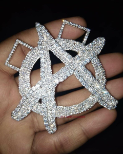 Colgante de logotipo VVS Moissanite con incrustaciones de circonitas, Plata 925, Colgante personalizado con letras, Joyería estilo 'Bust Down' para raperos, Dijes de letras iniciales del alfabeto - Product Image 1