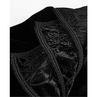 Veste Gothique Femme, Costume Médiéval Steampunk, Manteau de Soirée Brodé à Boutonnage Simple avec Manches en Dentelle, Coupe Slim