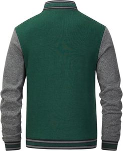 Veste universitaire américaine classique avec logo brodé, corps en mélange de laine, manches en cuir, vêtement d'extérieur décontracté - Product Image 3