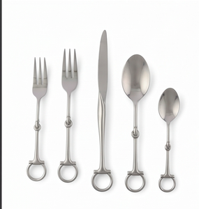 Ensemble de couverts en acier inoxydable plaqué couleur argent avec manche élégant de 5 couverts cuillère fourchette couteau pour cadeaux utilisation de mariage - Product Image 1