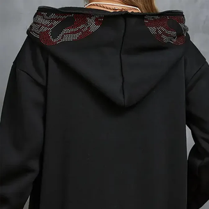 เสื้อฮู้ดดี้ประดับคริสตัล พิมพ์ลายทั้งตัว สีเขียว ซิปยาว คริสตัลวิบวับ สั่งทำได้ ยูนิเซ็กส์ สตรีทแวร์ - Product Image 3
