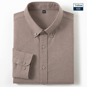 <b>Men</b> Plaid Long Sleeve Formal Slim Fit Cotton Yarn Dyed <b>Dress</b> Shirt Breathable Anti-Wrinkle Quick Dry - Product Image 3