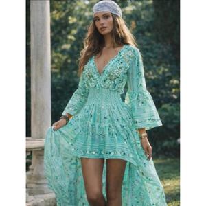 Elegante Vestido de Verano Bohemio Hippie para Mujer, Bordado a Mano, de Algodón de Doble Gasa, Ligero, Silueta en A, Largo hasta la Rodilla - Product Image 2