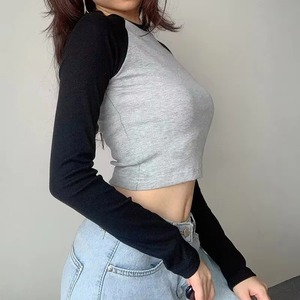 T-shirts Crop Top Solides à Manches Longues pour Femmes, Décontractés, Printemps Automne, Faible MOQ, Personnalisables - Product Image 6