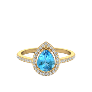 แหวนแต่งงานประดับเพชรและพลอยบุษราคัมสวิสธรรมชาติขนาด1.30กะรัตทองแท้14K ส่งออกจากอินเดีย - Product Image 1