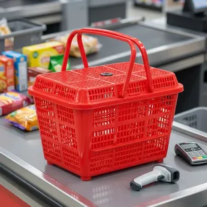 Durable Multi-Purpose Premium <b>Plastic</b> Shopping <b>Basket</b> Rectangle Shape NDURO SS4901 Colorful Supermarket Home Retail Storage - Product Image 2