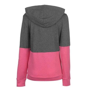 Survêtement à capuche pour femme, color block, manches longues, fermeture éclair, poches latérales, tenue décontractée, automne, gris rose, polyester coton - Product Image 3