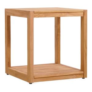 Mesa Auxiliar de Madera de Teca Sólida Indonesia para Exteriores, Resistente a la Intemperie, Cuadrada, con Estante de Almacenamiento con Listones para Muebles de Jardín - Product Image 1