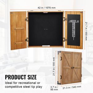 Set di Tavolo da Dardo in Legno Massello con Armadietto e Display LED, Include Tabellone Segnapunti e Accessori - Dardi in Materiale Sisal - Product Image 2