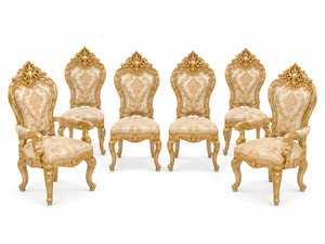 เฟอร์นิเจอร์ห้องรับประทานอาหารไม้สไตล์โรโคโคอิตาลี เฟอร์นิเจอร์ห้องรับประทานอาหารสุดหรูพร้อมงานแกะสลักสีทอง โต๊ะรับประทานอาหารคุณภาพสูงลดราคา - Product Image 3