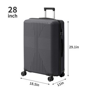 Set di Valigie Trolley 3-in-1 con Serratura Personalizzata Non-TSA, Grigio Scuro, 20, 24, 28 Pollici, in PP - Product Image 5
