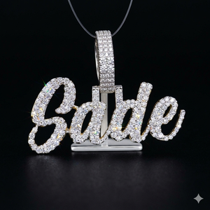 SHRAMAN DIAMOND Collar de Plata 925 con Letra Inicial Cursiva Personalizada, Estilo Hiphop, con Diamantes Cultivados en Laboratorio - Product Image 5