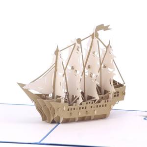 Carte de vœux 3D pop-up bateau classique, faite à la main, collection transport, cartes pop-up 3D, carte 3D pop-up pour cadeau - Product Image 2