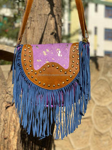 Nouveau Style occidental daim métallique fourrure frange sac à main élégant femmes violet couleur frange sacs de haute qualité femmes sac à main - Product Image 3