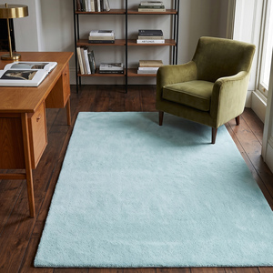 Tapis d'intérieur en laine bleu clair, shaggy, tufté à la main, antidérapant, à poils moyens, doux et moelleux, pour chambre à coucher, salon, maison moderne - Product Image 2