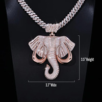 RB GEMS Pendentif Personnalisable en Argent 925 Plaqué Or, Breloque Hip Hop Givrée, Grand Diamant Moissanite 3D de Laboratoire, Motif Animal de Dessin Animé