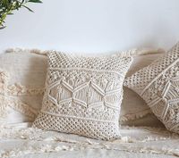 Crochet macramé Boho tufté carré 100% coton canapé jeter taie d'oreiller amovible lavable décor à la maison