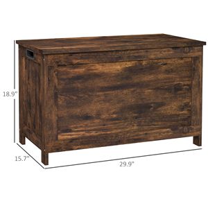 29.9\" Rustic Brown Wooden <b>Storage</b> Trunk for Playroom Kids & Teen <b>Storage</b> <b>Chest</b> with 2 Safety Hinges and Side Handles - Product Image 3