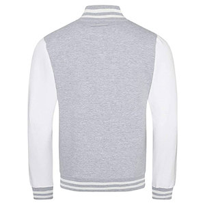 เสื้อแจ็คเก็ตวาร์ซิตี้ผู้ชายหลากสี เสื้อแจ็คเก็ตเบสบอลแบบ Letterman สีเทาอ่อนขาว ชุดทีม ขายส่ง - Product Image 2