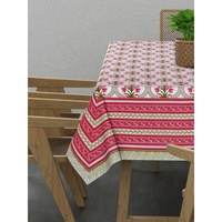 Nappe de table rectangulaire en lin de table ronde imprimée en blocs de coton avec couverture florale Nappe en tissu fabriqué
