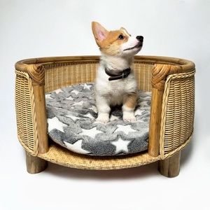 Cama redonda artesanal de ratán para mascotas, camas de fibra natural para mascotas, venta al por mayor de suministros y equipos para gatos y perros - Product Image 3