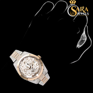 Men's Luxury Presidential Moissanite Diamond Hip Hop Watch Red Dial 41mm Stainless Steel 20mm Analog Antique Style Jewelry - Product Image 2
