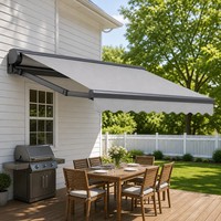 Auvent électrique en aluminium économique et luxueux pour balcon de piscine, éclairage LED à télécommande, installation facile, protection solaire intelligente
