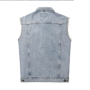 Gilet en jean pour homme de qualité supérieure, design OEM, coupe slim, sans manches, vêtement décontracté, respirant - Product Image 3