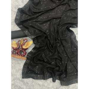 Sari de fiesta con bordado de secuencia de diseñador para Club Wear - Product Image 5