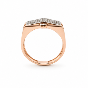 18K Rose Gold <b>Mens</b> Diamond Cluster <b>Ring</b> Rectangular Wide Top Bold Statement Design Luxury Fine Jewelry Wedding Party Daily Wear - Product Image 2